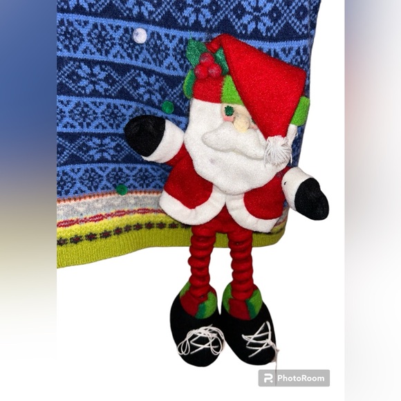 Old Navy Turtleneck Christmas Sweater w/ stuffed Santa and Teddy Bear Size Small - Picture 3 of 9